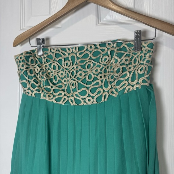 Lilly Pulitzer Jillie Strapless Dress in Teal with Cream/Gold Applique Size 4/6 - Picture 2 of 6